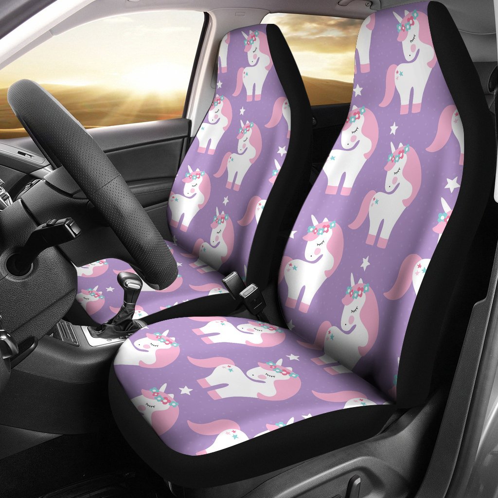 Unicorn Print Pattern Universal Fit Car Seat Covers-grizzshop