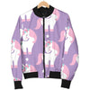 Unicorn Print Pattern Women Casual Bomber Jacket-grizzshop