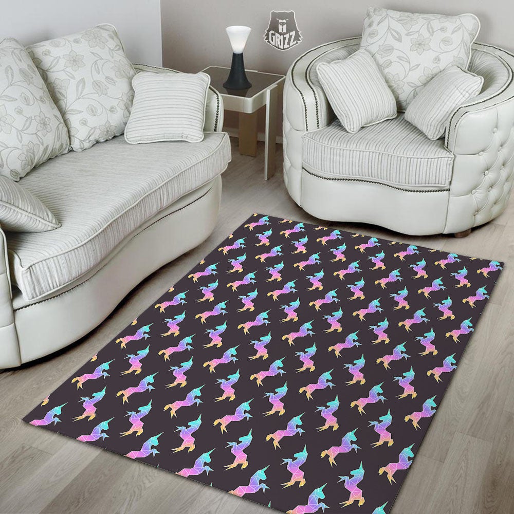 Unicorn Rainbow Origami Print Pattern Floor Mat-grizzshop