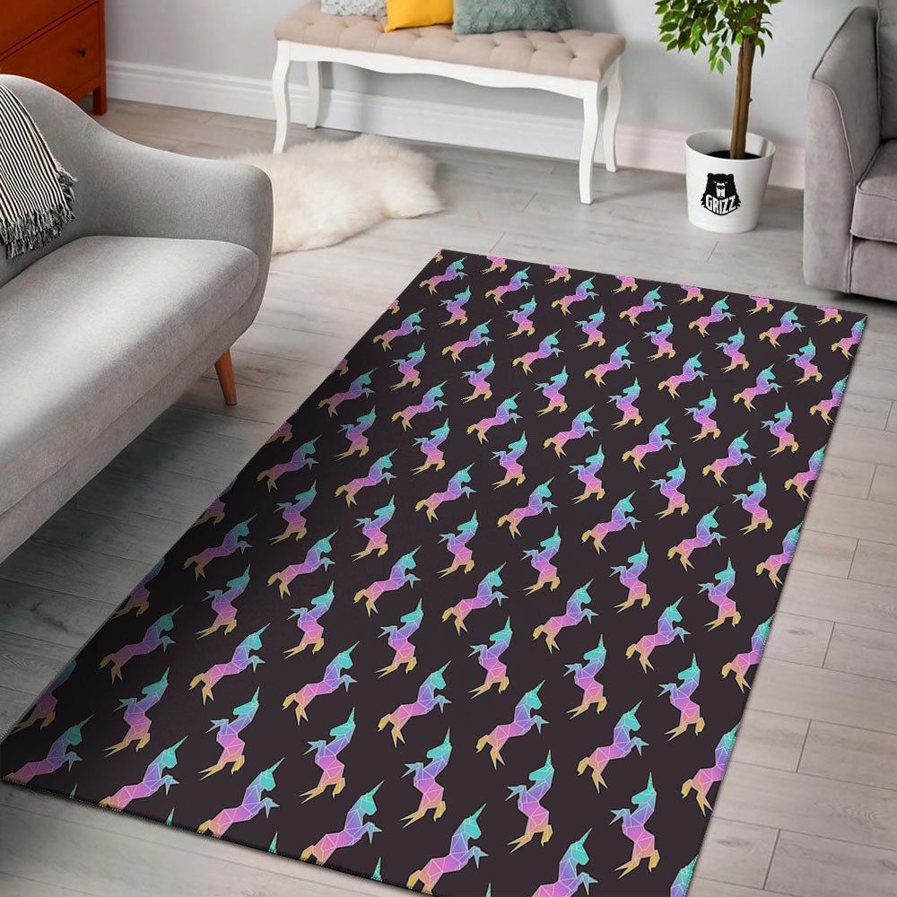Unicorn Rainbow Origami Print Pattern Floor Mat-grizzshop