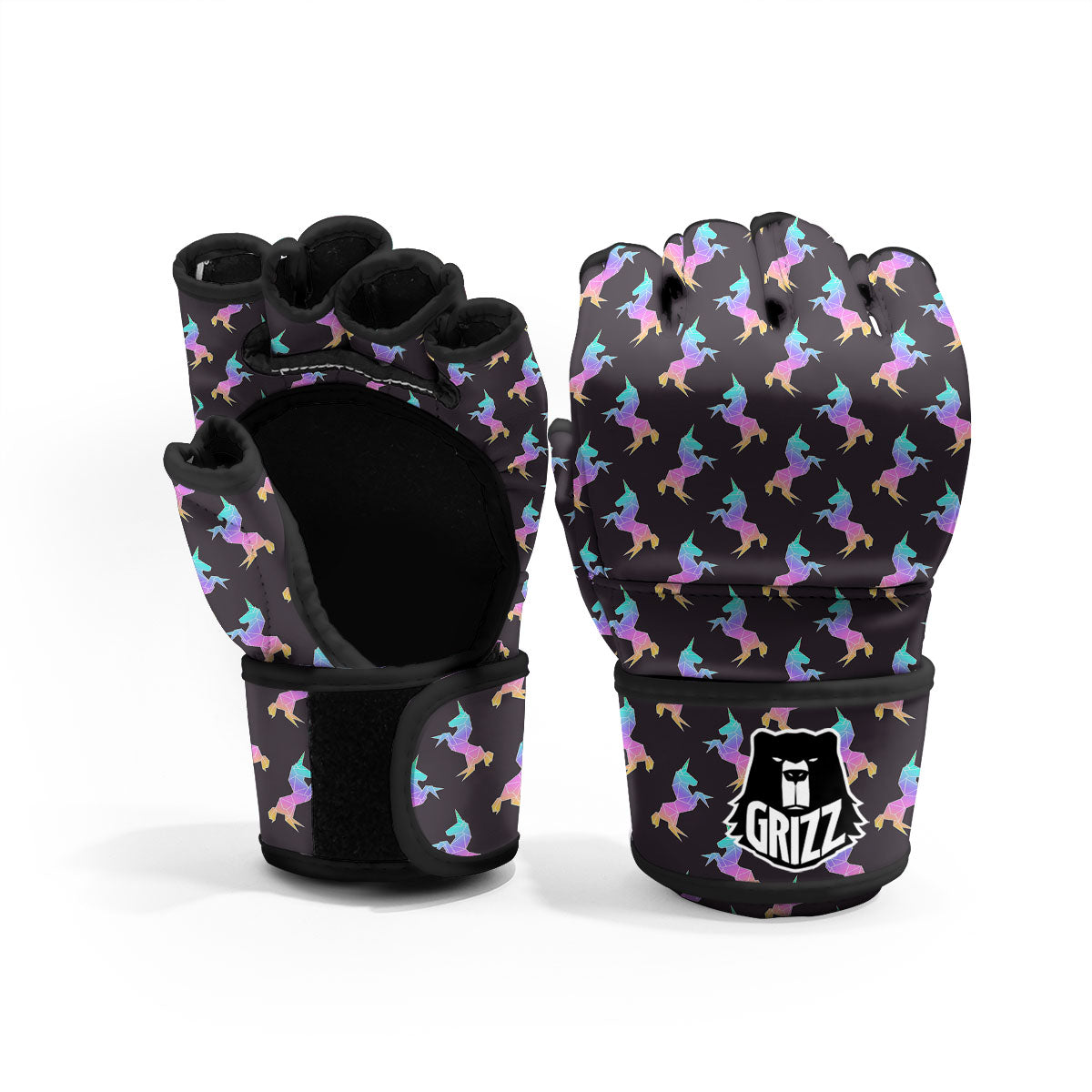 Unicorn Rainbow Origami Print Pattern MMA Gloves-grizzshop