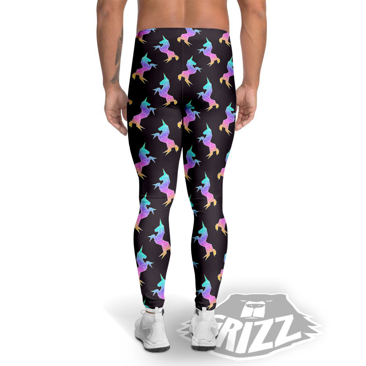 Unicorn Rainbow Origami Print Pattern Men's Leggings-grizzshop