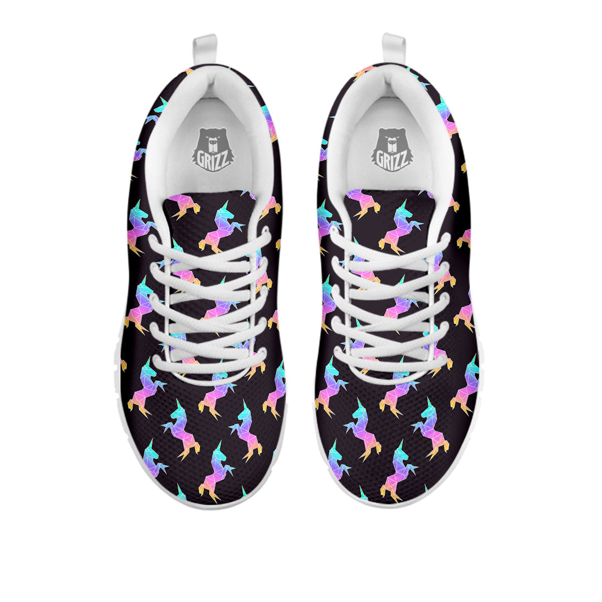 Unicorn Rainbow Origami Print Pattern White Sneaker-grizzshop