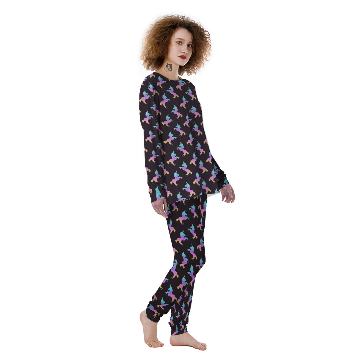 Unicorn Rainbow Origami Print Pattern Women's Pajamas-grizzshop