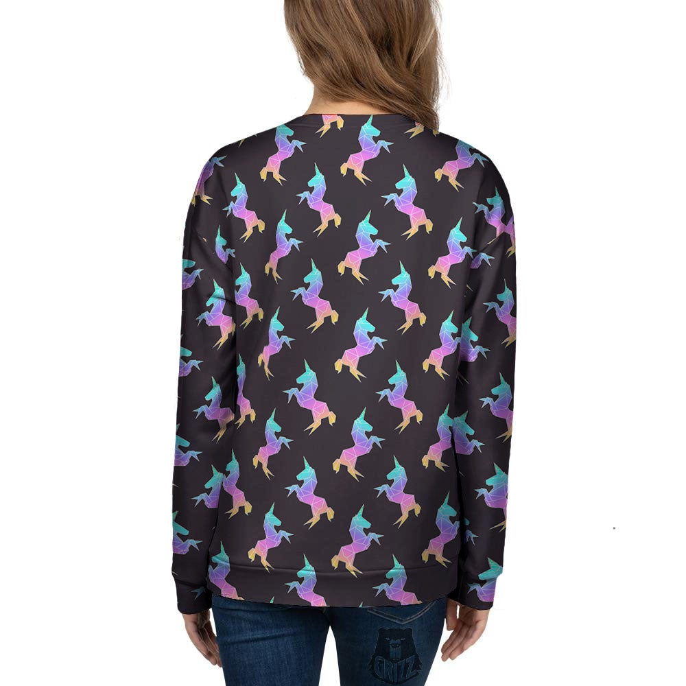Unicorn Rainbow Origami Print Pattern Women's Sweatshirt-grizzshop