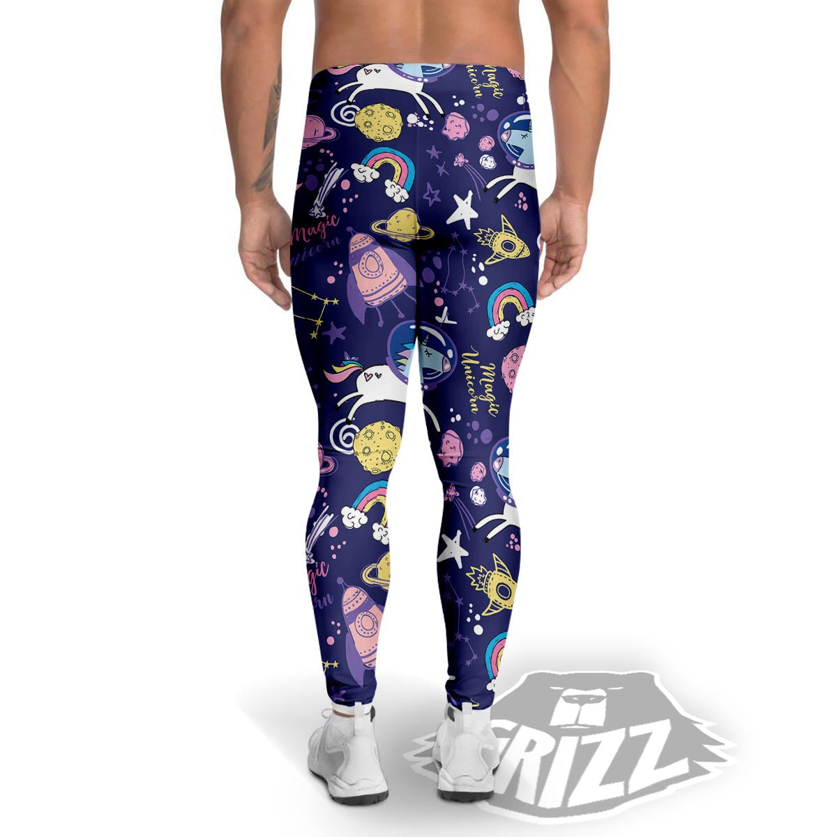 Unicorn Space Astronaut Print Pattern Men's Leggings-grizzshop