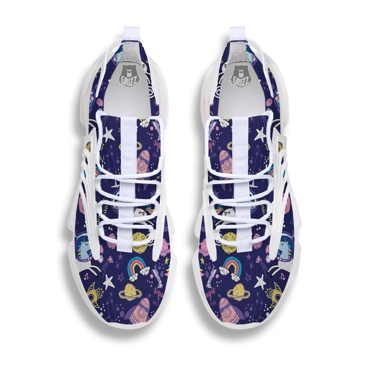 Unicorn Space Astronaut Print Pattern White Gym Shoes-grizzshop