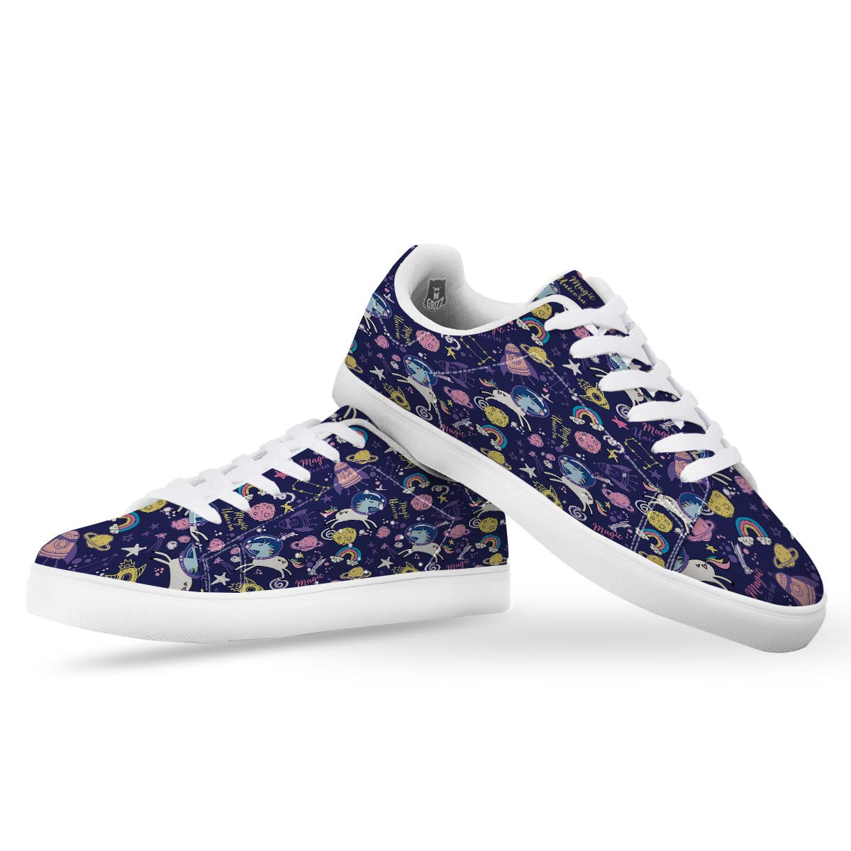 Unicorn Space Astronaut Print Pattern White Low Top Sneakers-grizzshop