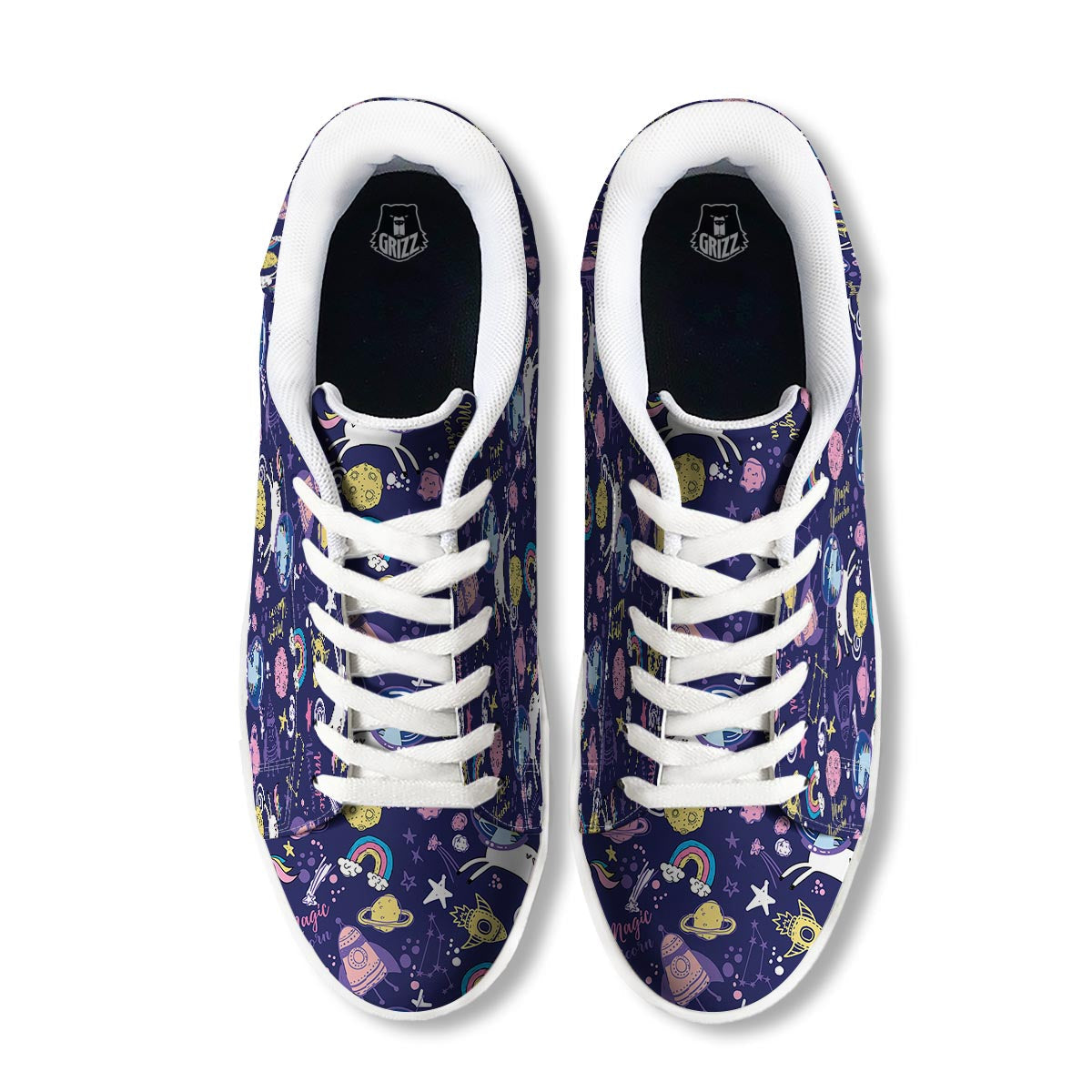 Unicorn Space Astronaut Print Pattern White Low Top Sneakers-grizzshop
