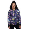 Unicorn Space Astronaut Print Pattern Women's Bomber Jacket-grizzshop