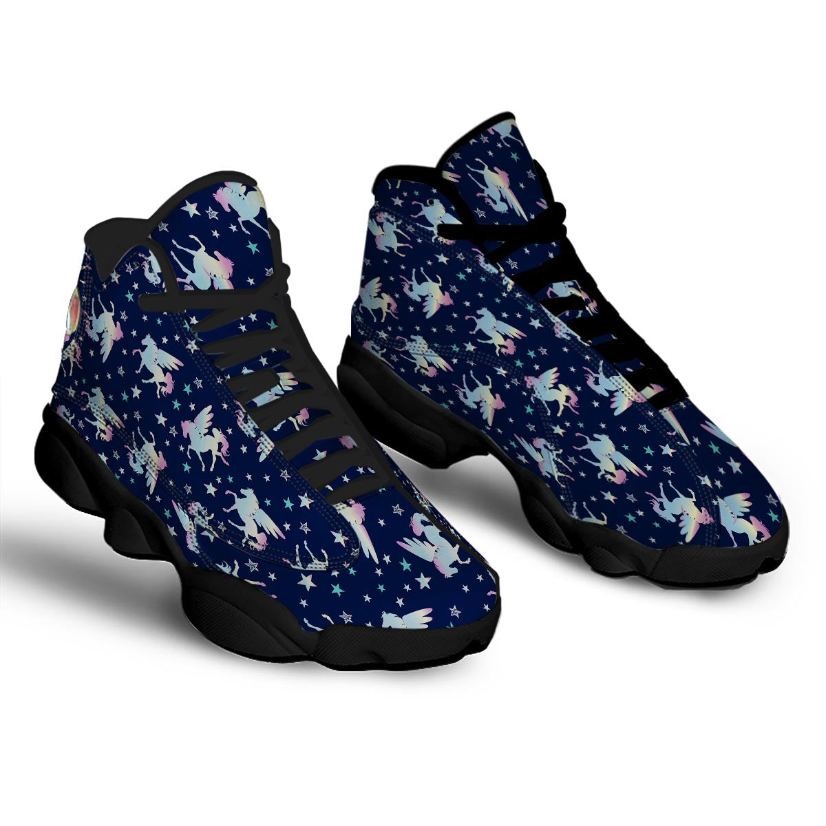 Unicorn Star Fairy Print Pattern Black Basketball Shoes-grizzshop