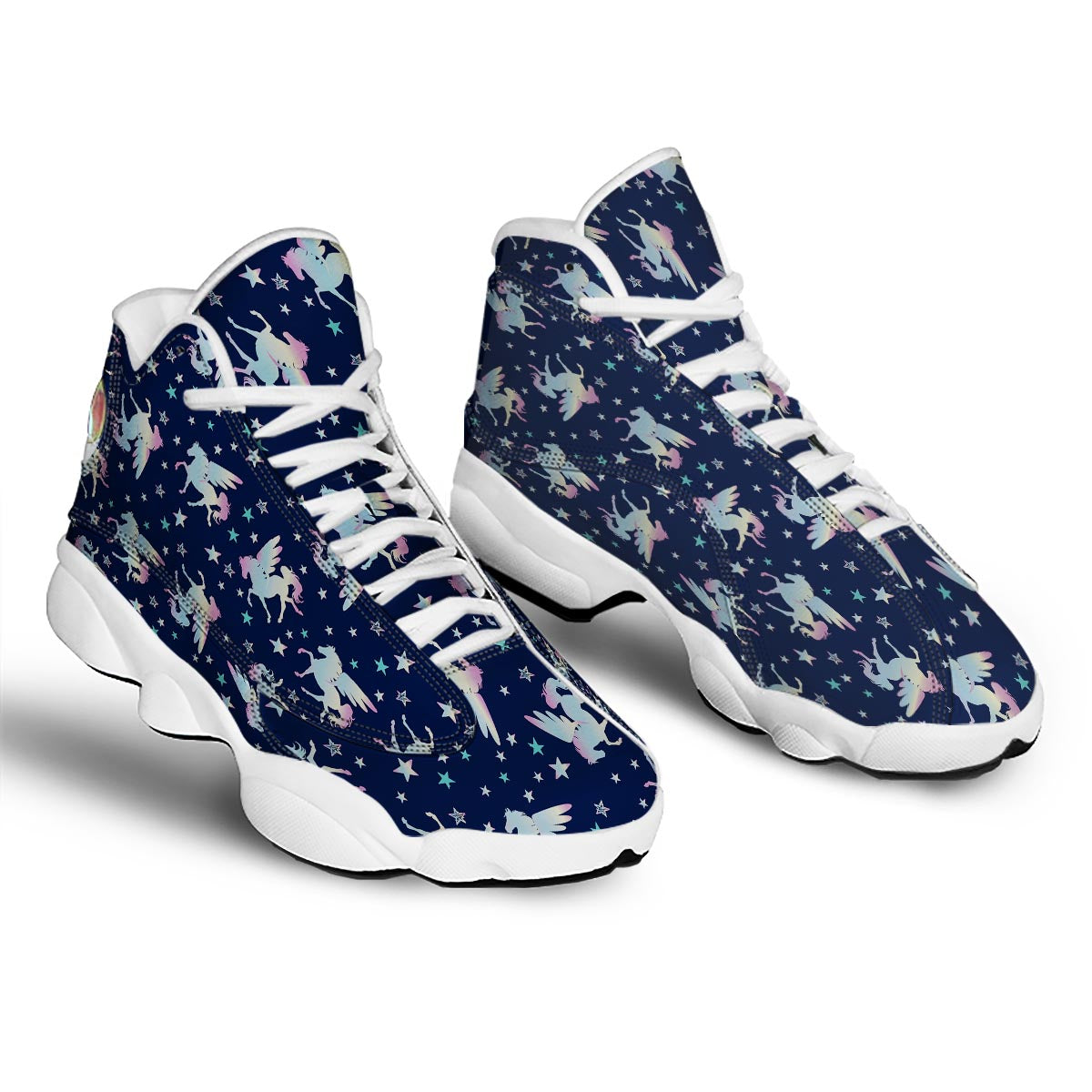 Unicorn Star Fairy Print Pattern White Basketball Shoes-grizzshop
