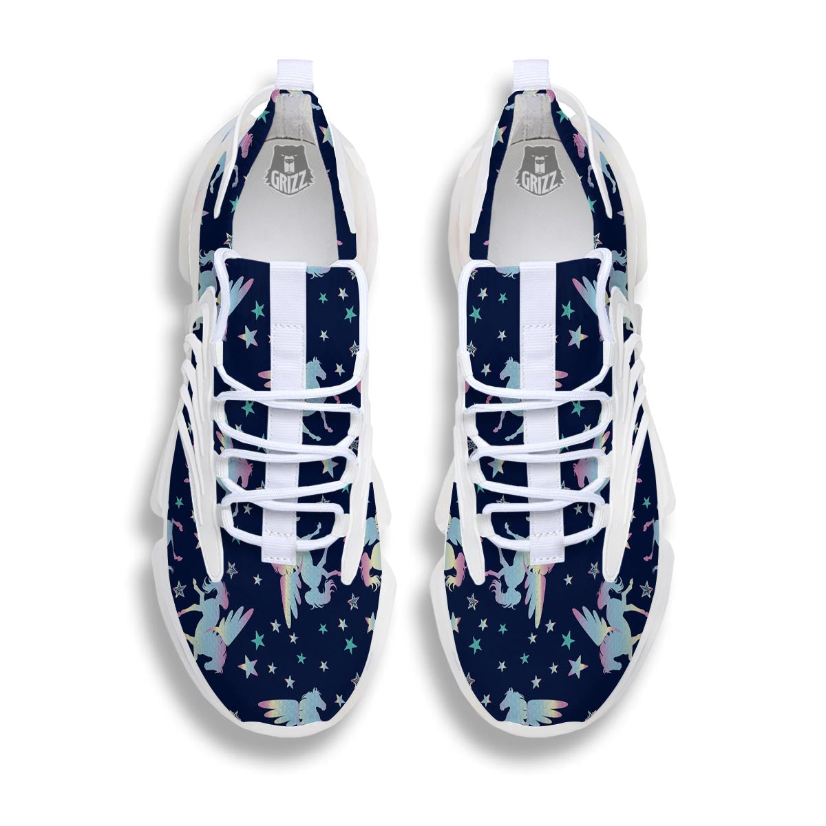 Unicorn Star Fairy Print Pattern White Gym Shoes-grizzshop
