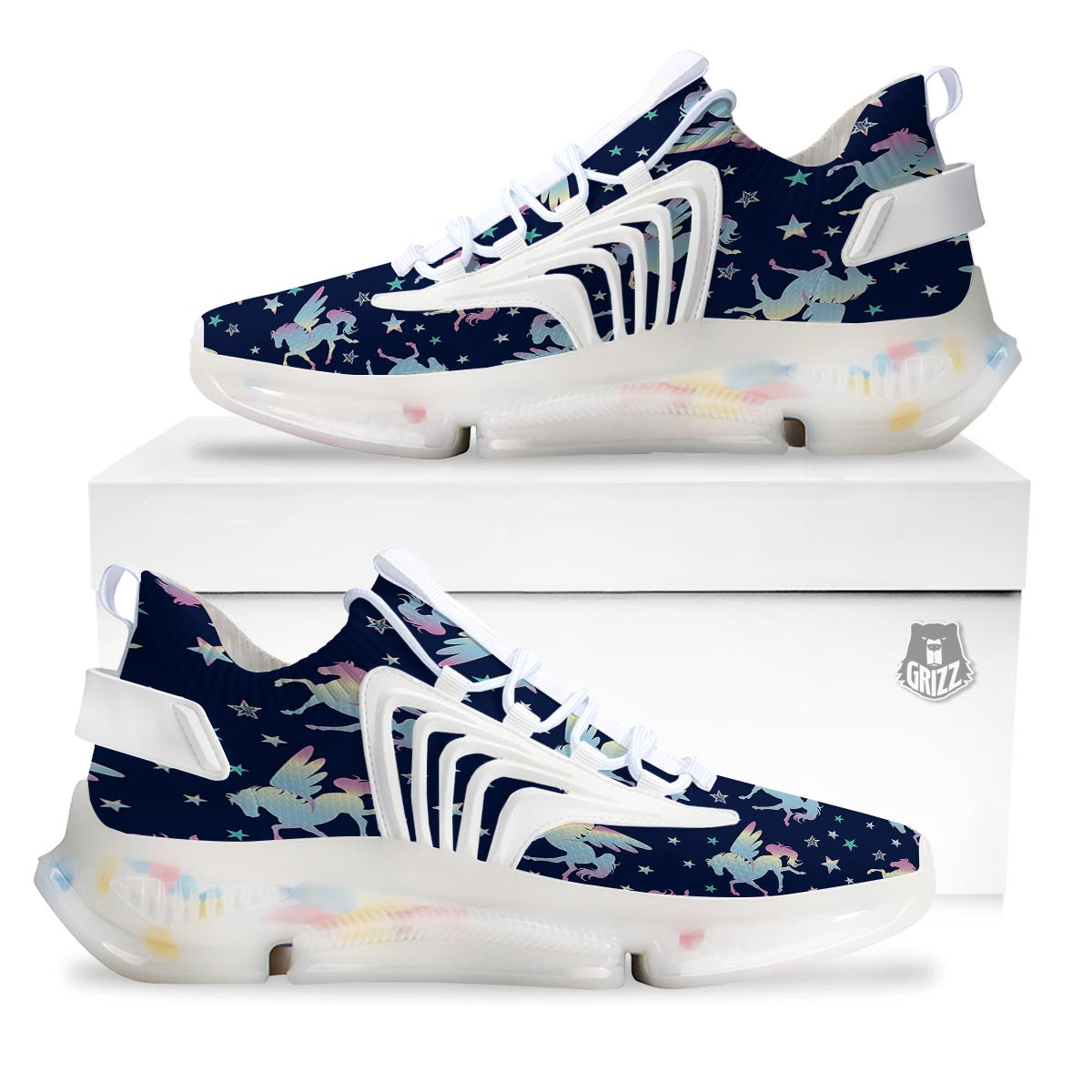 Unicorn Star Fairy Print Pattern White Gym Shoes-grizzshop
