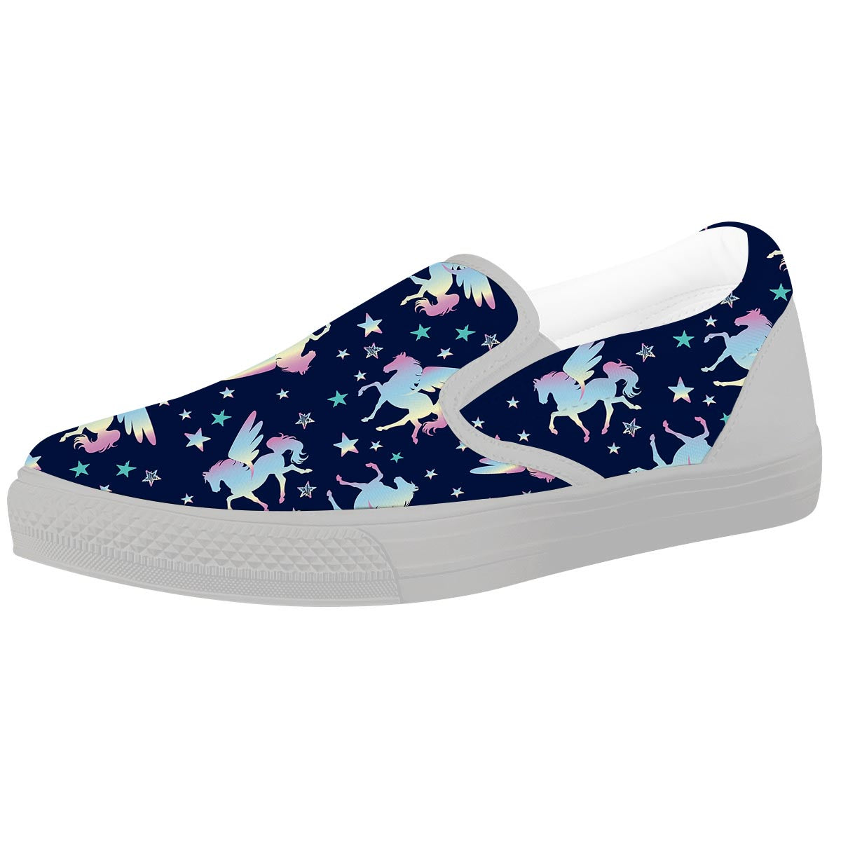 Unicorn Star Fairy Print Pattern White Slip On Shoes-grizzshop