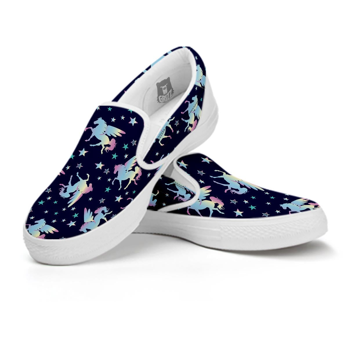 Unicorn Star Fairy Print Pattern White Slip On Shoes-grizzshop