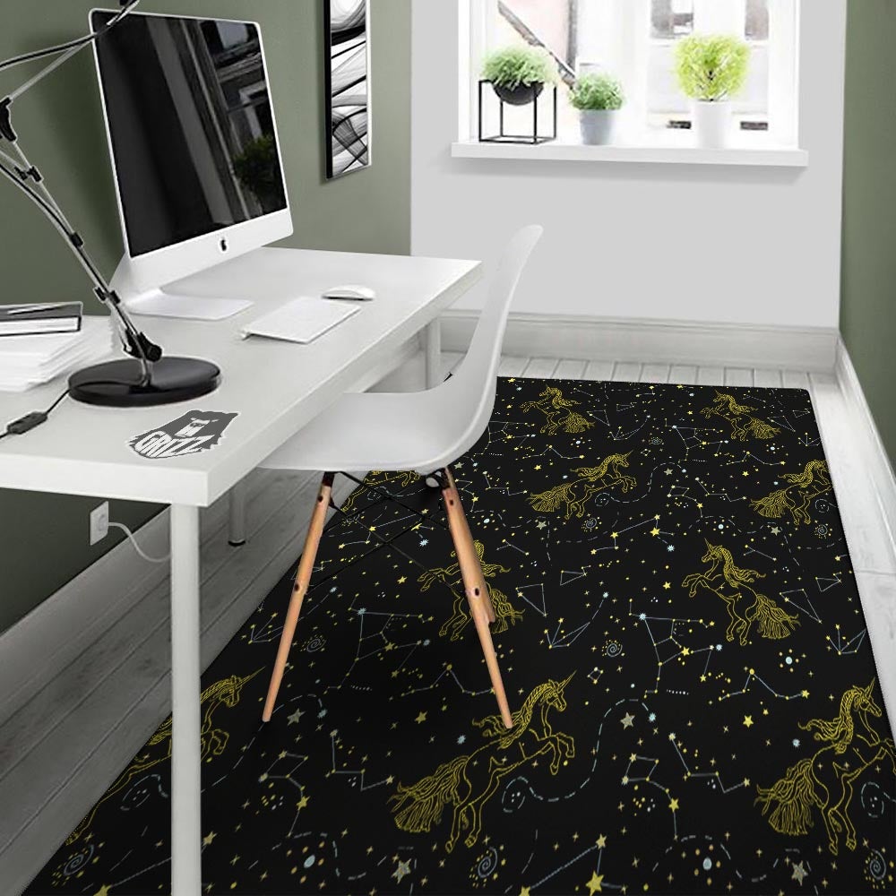Unicorn Star Space Print Pattern Floor Mat-grizzshop