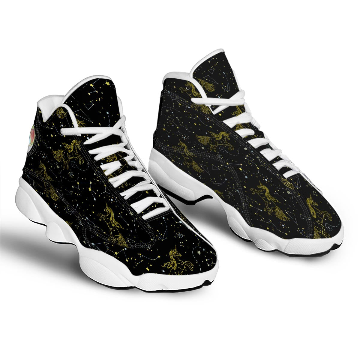 Unicorn Star Space Print Pattern White Basketball Shoes-grizzshop