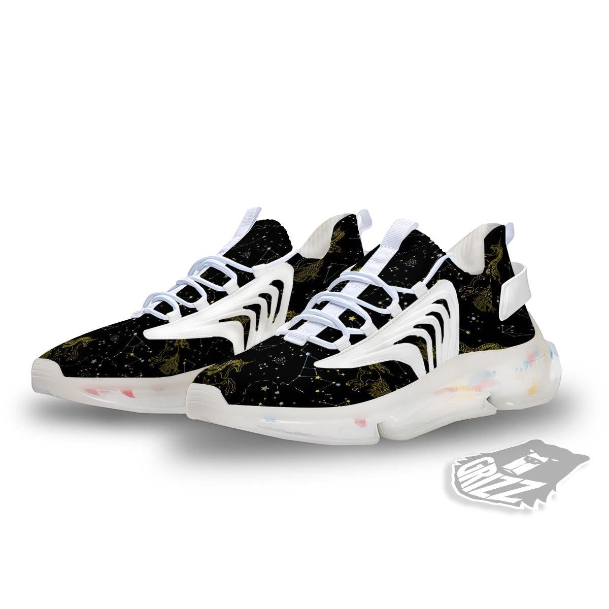 Unicorn Star Space Print Pattern White Gym Shoes-grizzshop