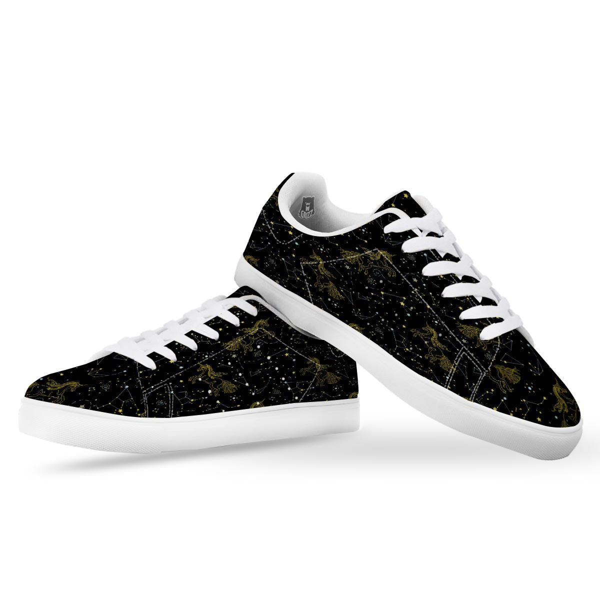 Unicorn Star Space Print Pattern White Low Top Sneakers-grizzshop