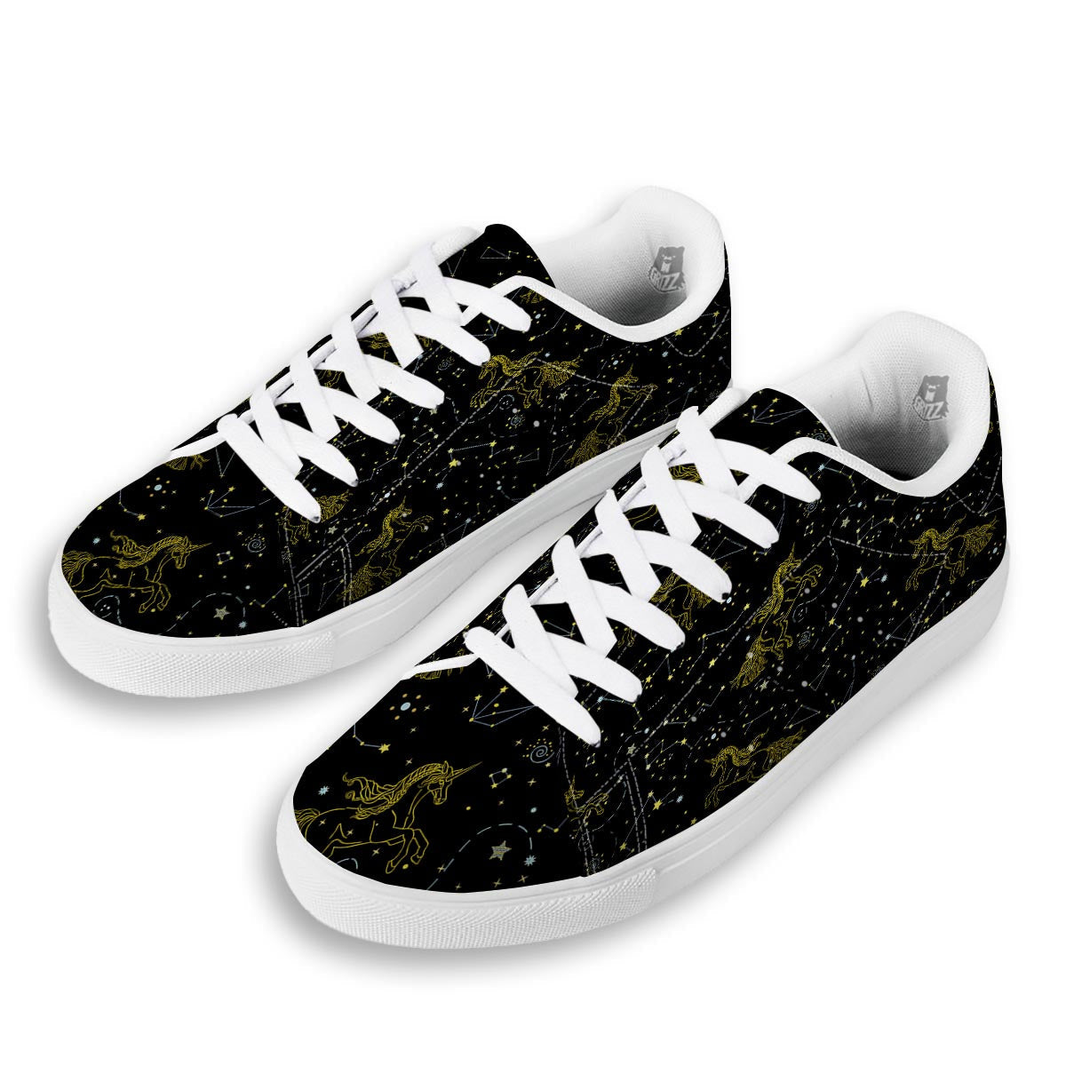 Unicorn Star Space Print Pattern White Low Top Sneakers-grizzshop