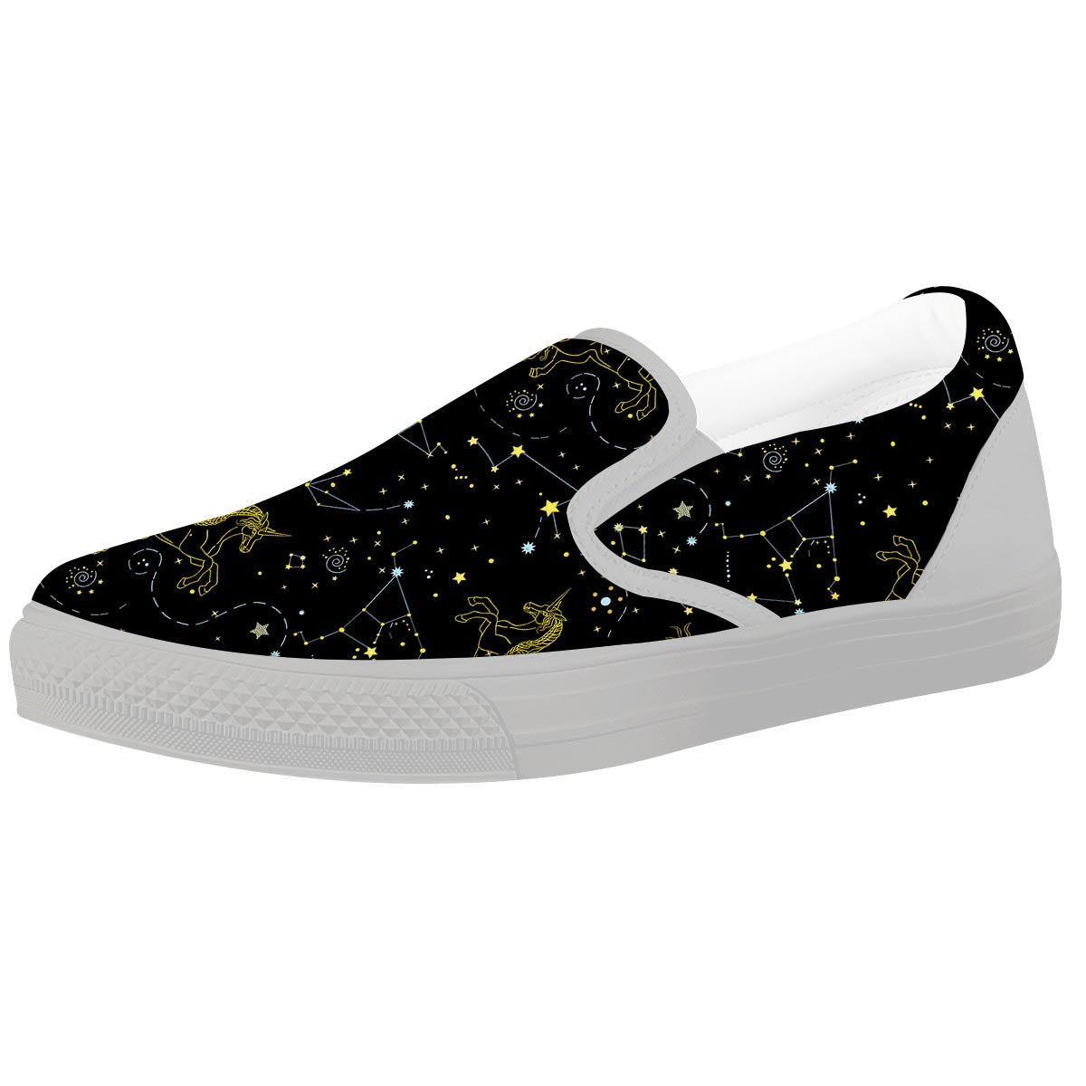 Unicorn Star Space Print Pattern White Slip On Shoes-grizzshop