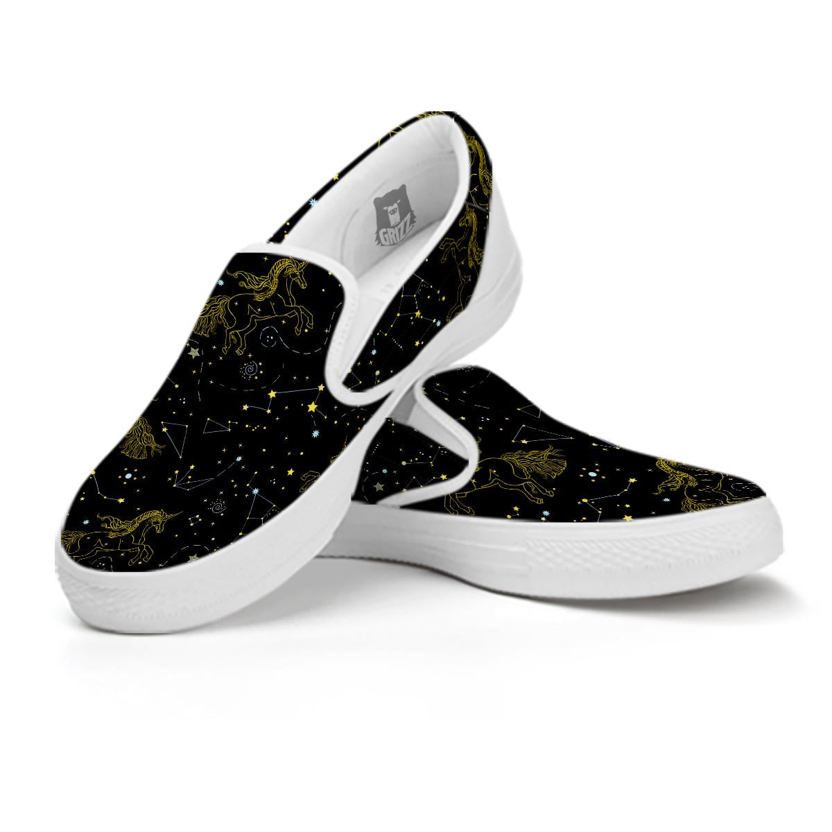 Unicorn Star Space Print Pattern White Slip On Shoes-grizzshop