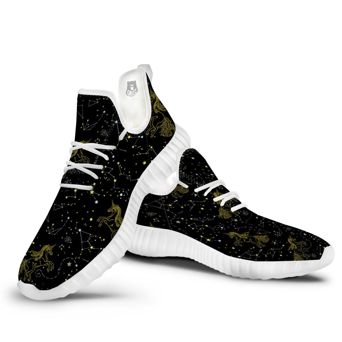 Unicorn Star Space Print Pattern White Walking Shoes-grizzshop