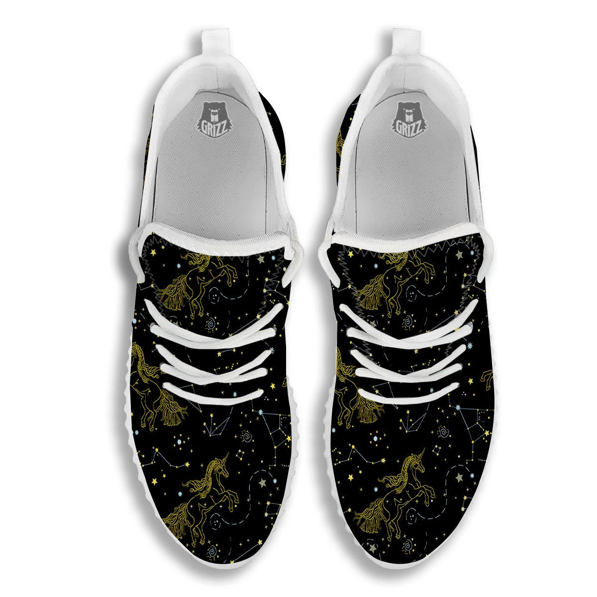 Unicorn Star Space Print Pattern White Walking Shoes-grizzshop