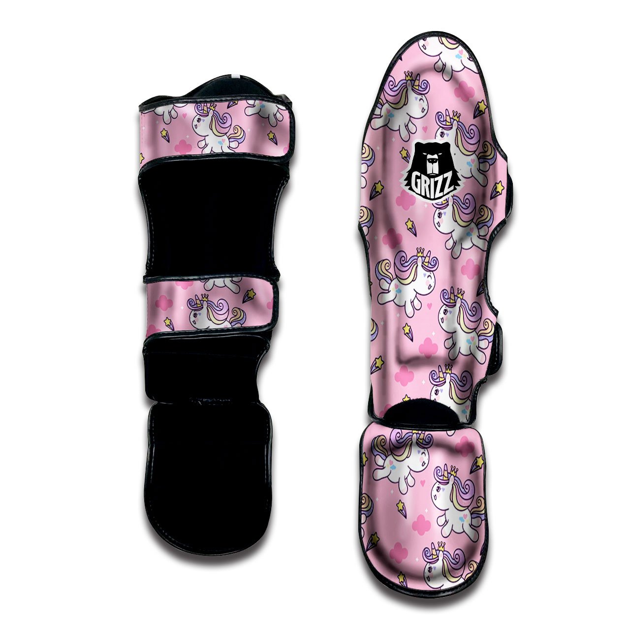 Unicorn White Girly Print Pattern Muay Thai Shin Guards-grizzshop