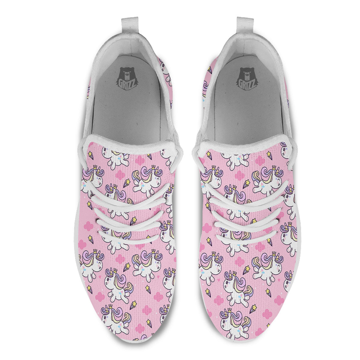 Unicorn White Girly Print Pattern White Athletic Shoes-grizzshop