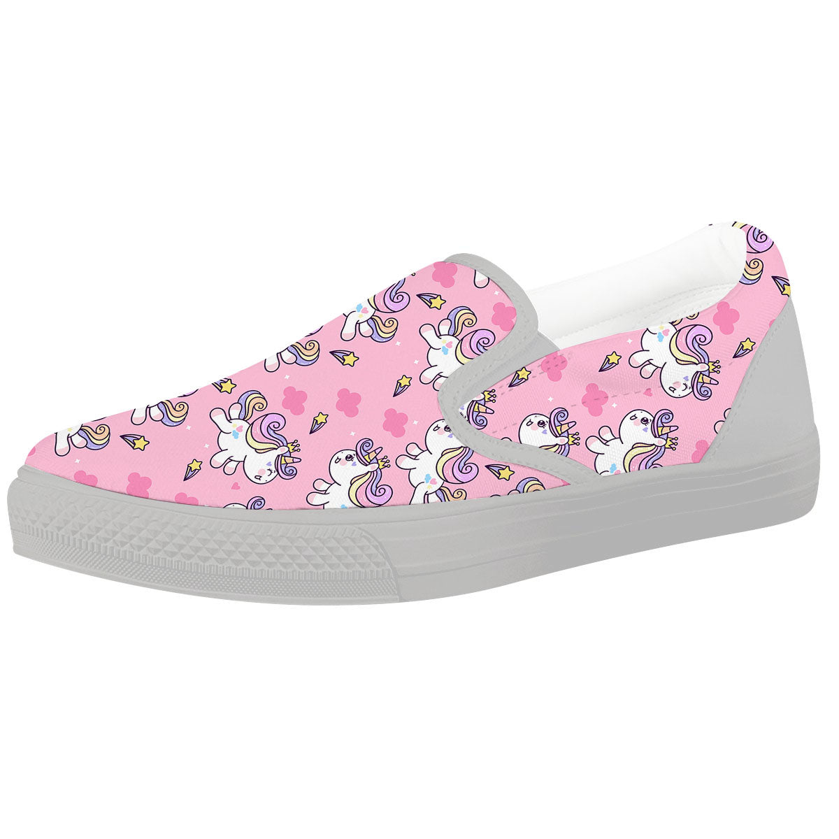 Unicorn White Girly Print Pattern White Slip On Shoes-grizzshop