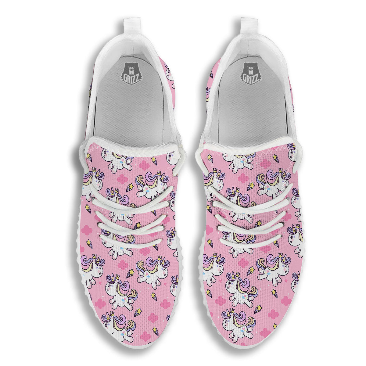 Unicorn White Girly Print Pattern White Walking Shoes-grizzshop