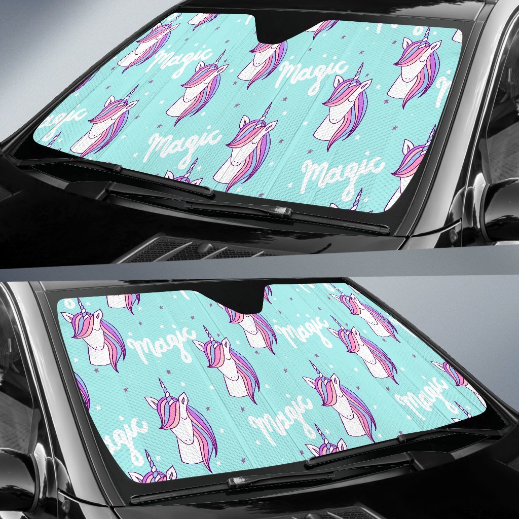 Unicorn Pastel Pattern Print Car Sun Shade-grizzshop