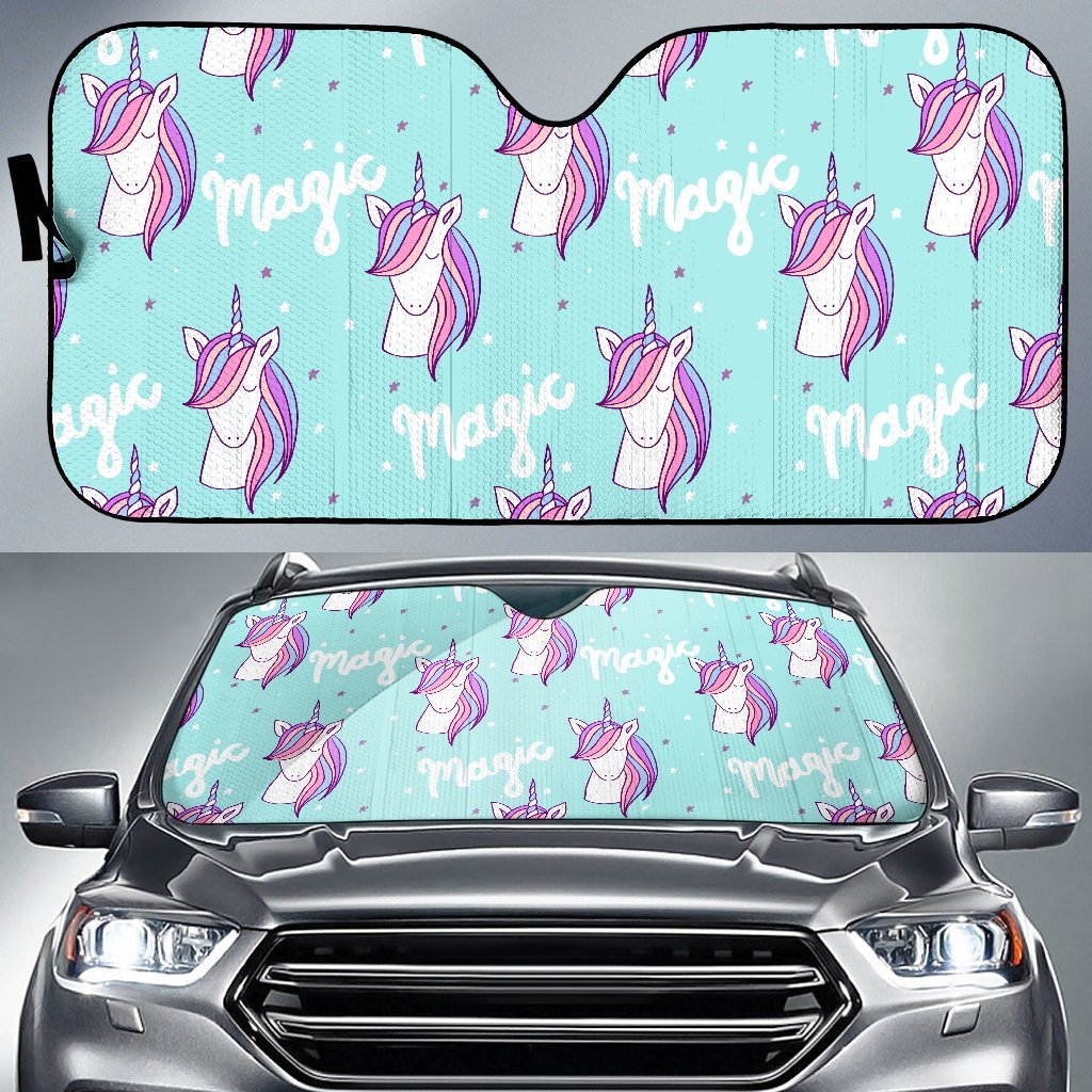 Unicorn Pastel Pattern Print Car Sun Shade-grizzshop