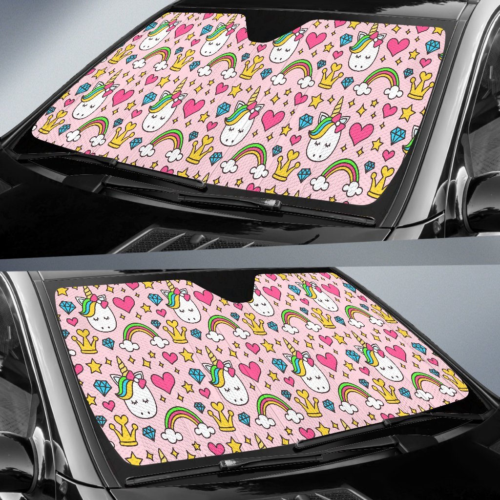 Unicorn Pattern Print Car Sun Shade-grizzshop