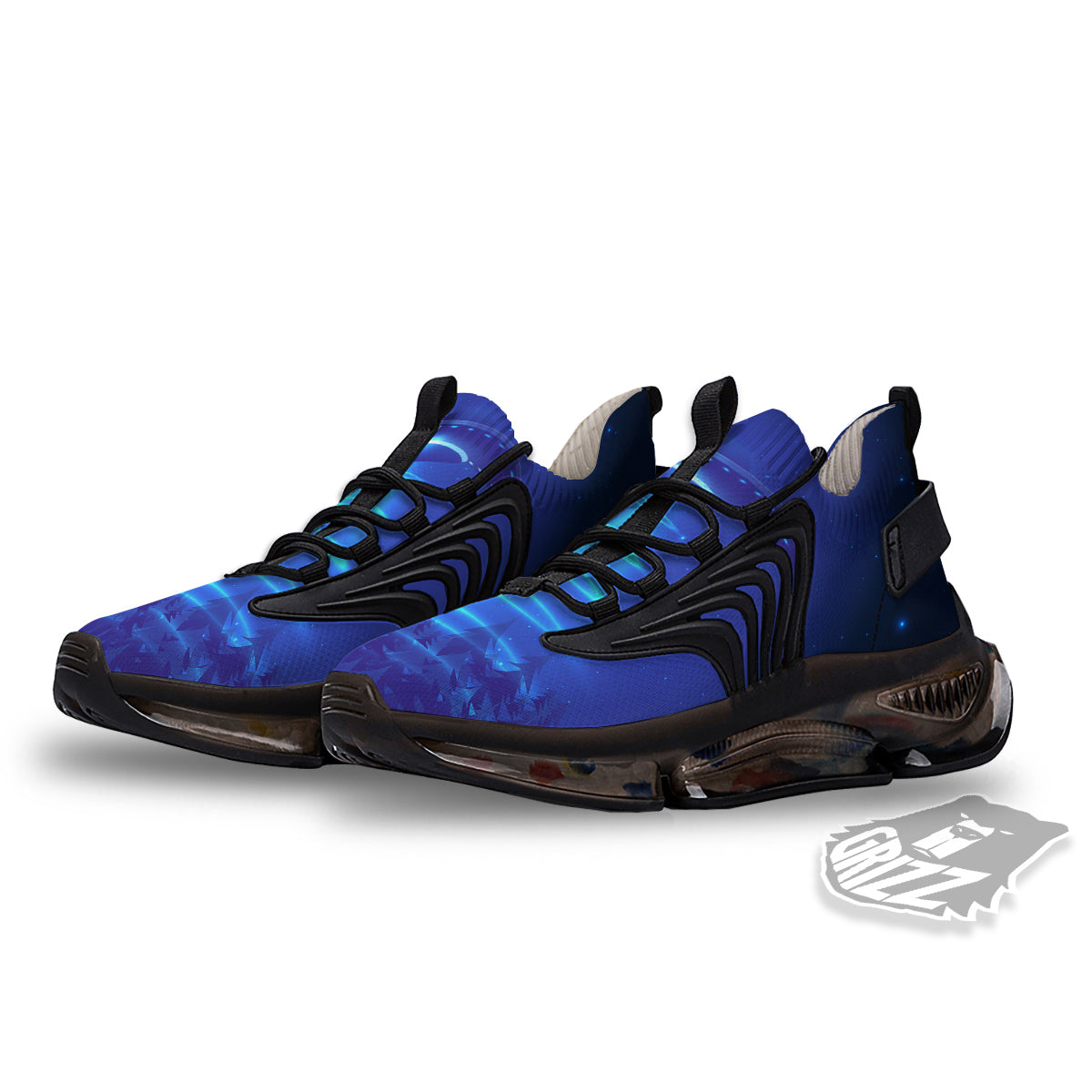 Unidentified Flying Object Blue Print Black Gym Shoes-grizzshop