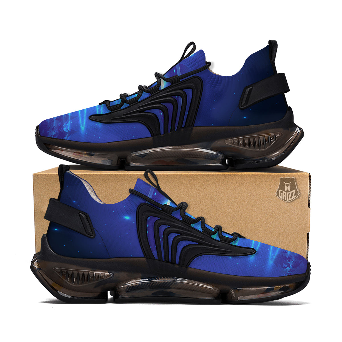 Unidentified Flying Object Blue Print Black Gym Shoes-grizzshop