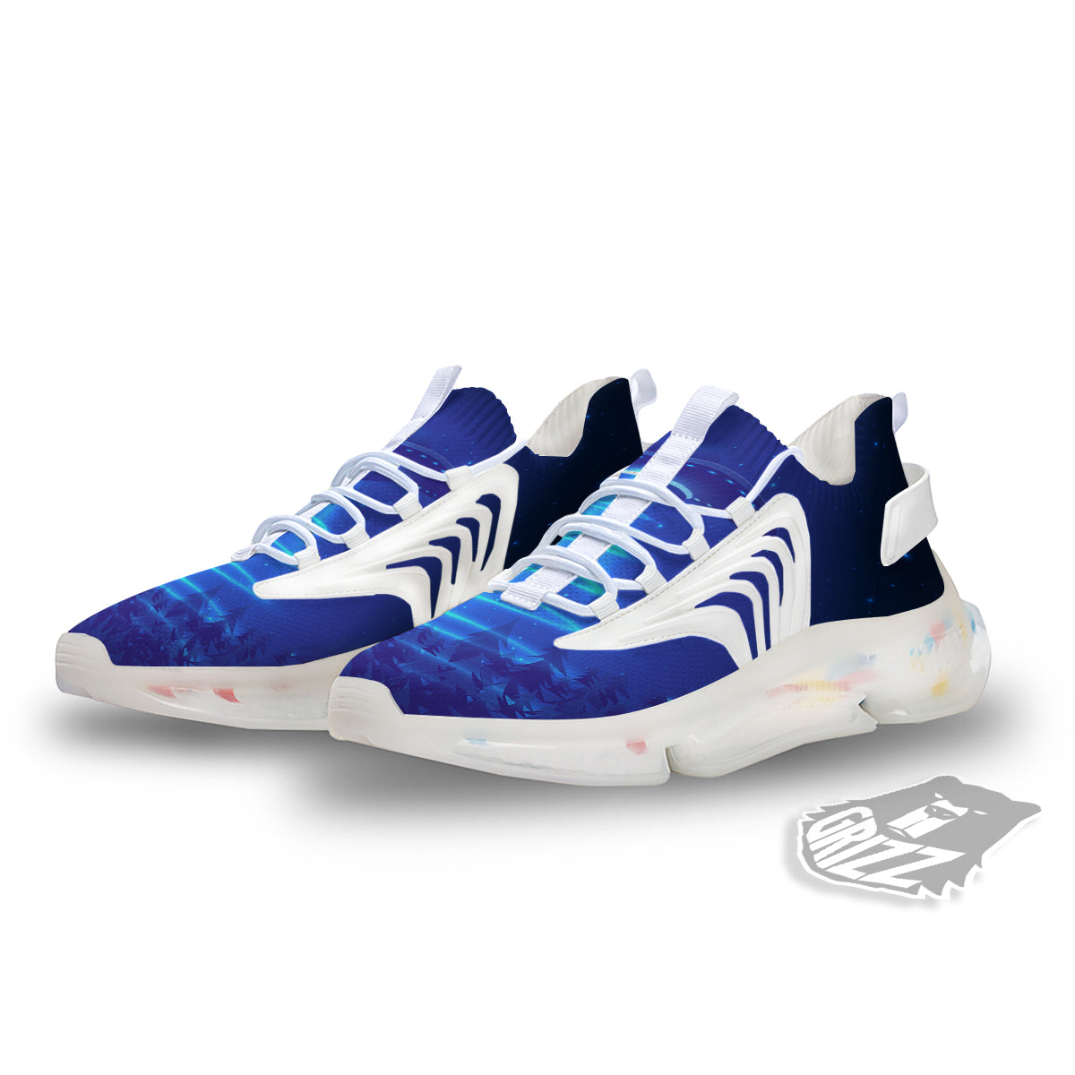 Unidentified Flying Object Blue Print White Gym Shoes-grizzshop