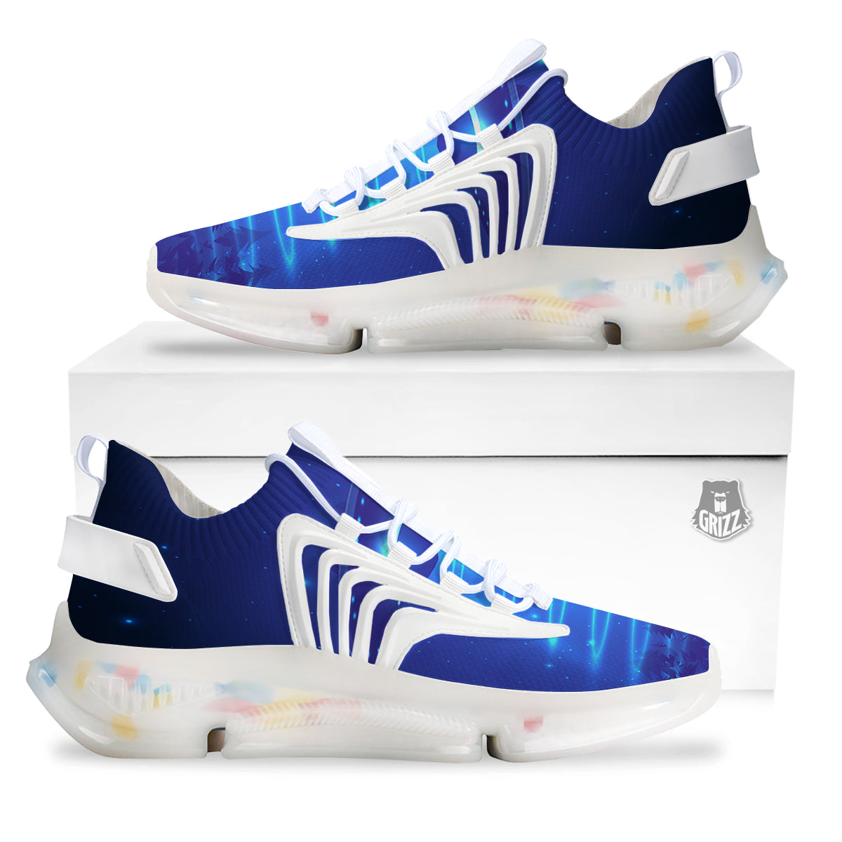 Unidentified Flying Object Blue Print White Gym Shoes-grizzshop