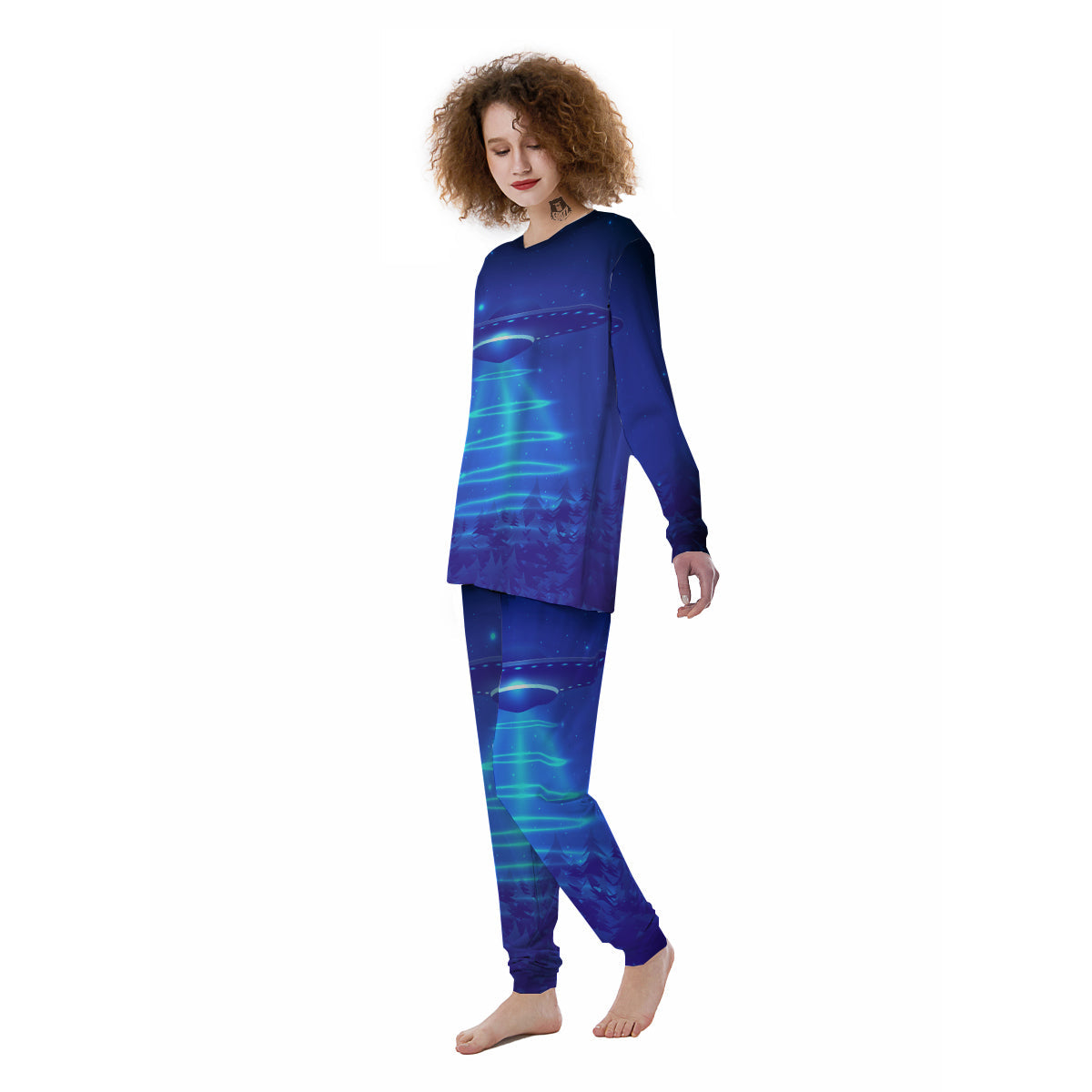 Unidentified Flying Object Blue Print Women's Pajamas-grizzshop