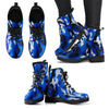 Unique Designer Motorcycle-Style Blue & Black Camo Boots-grizzshop