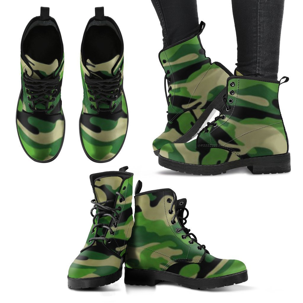 Unique Designer Motorcycle-Style Forest Camo Boots-grizzshop