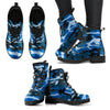 Unique Designer Motorcycle-Style Navy Blue Camo Boots-grizzshop