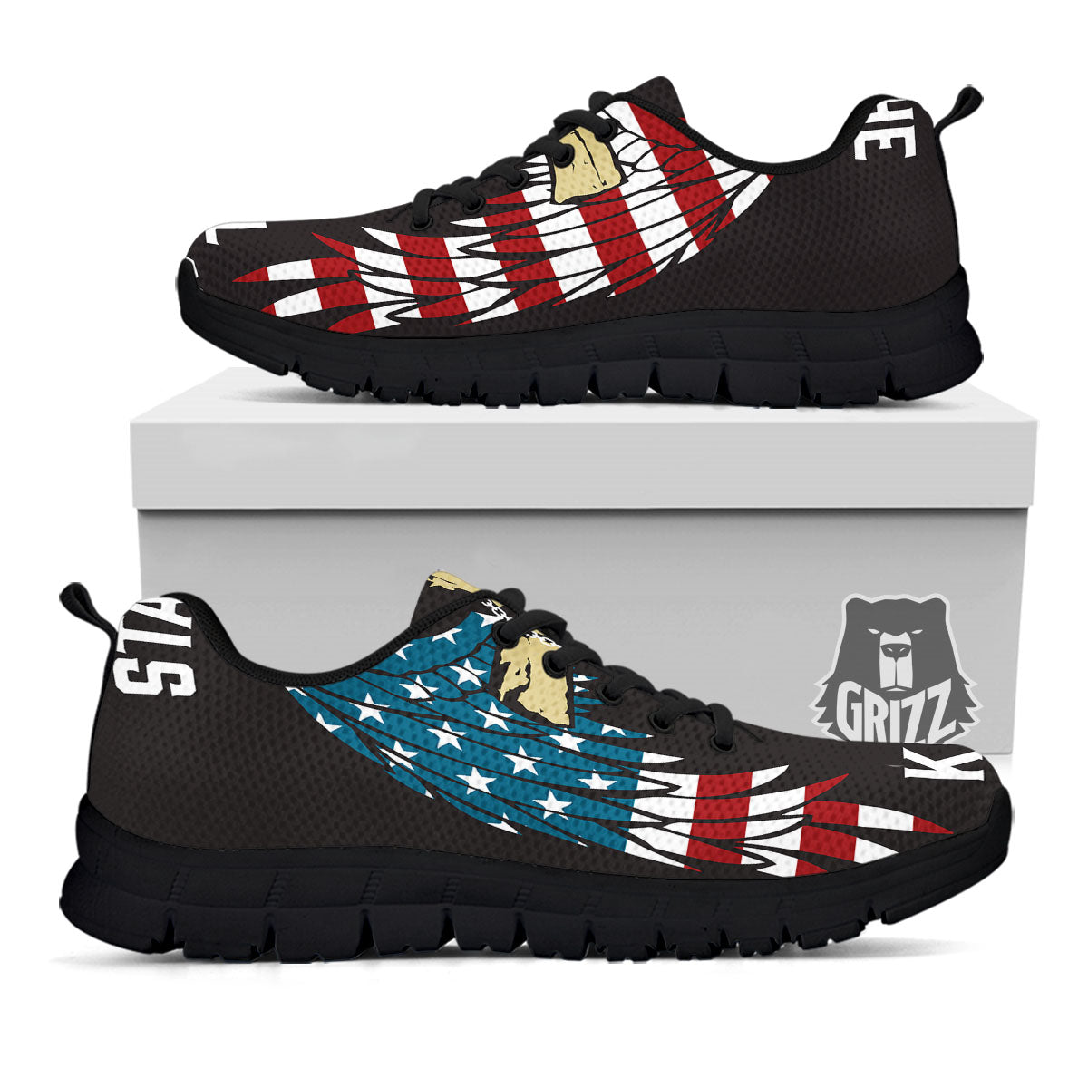 United We Stand American Flag Print Black Sneaker-grizzshop