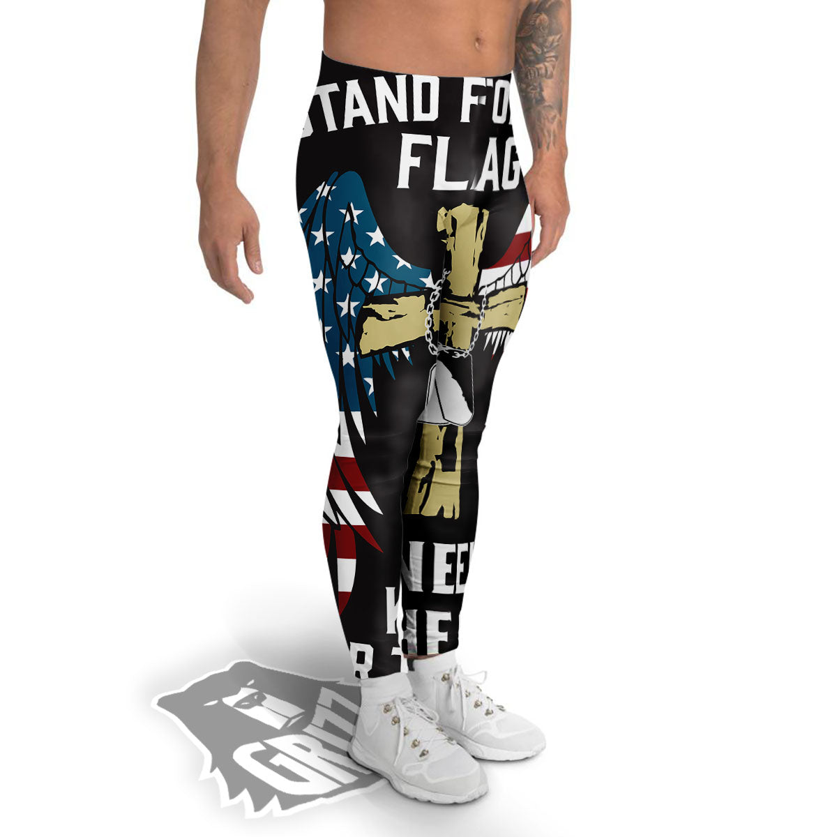 United We Stand American Flag Print Men's Leggings-grizzshop