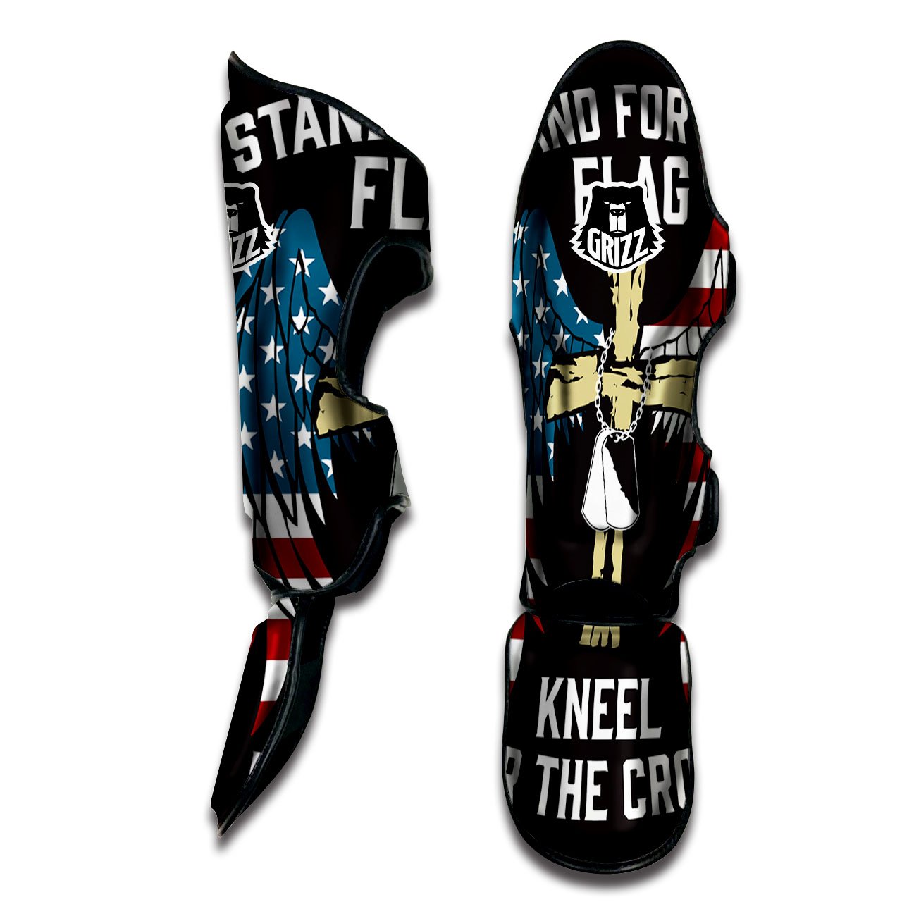 United We Stand American Flag Print Muay Thai Shin Guards-grizzshop