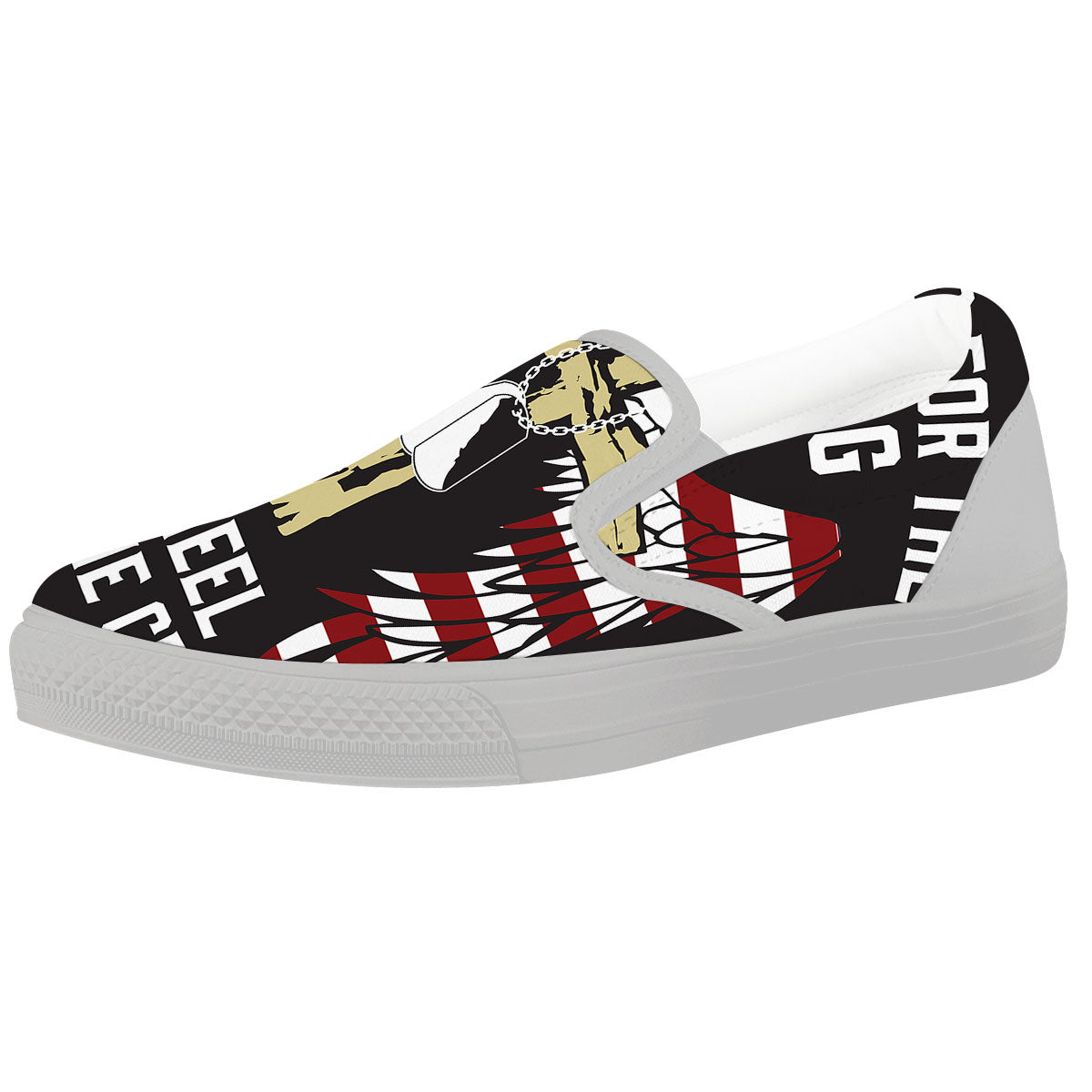 United We Stand American Flag Print White Slip On Shoes-grizzshop