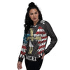 United We Stand American Flag Print Women's Bomber Jacket-grizzshop