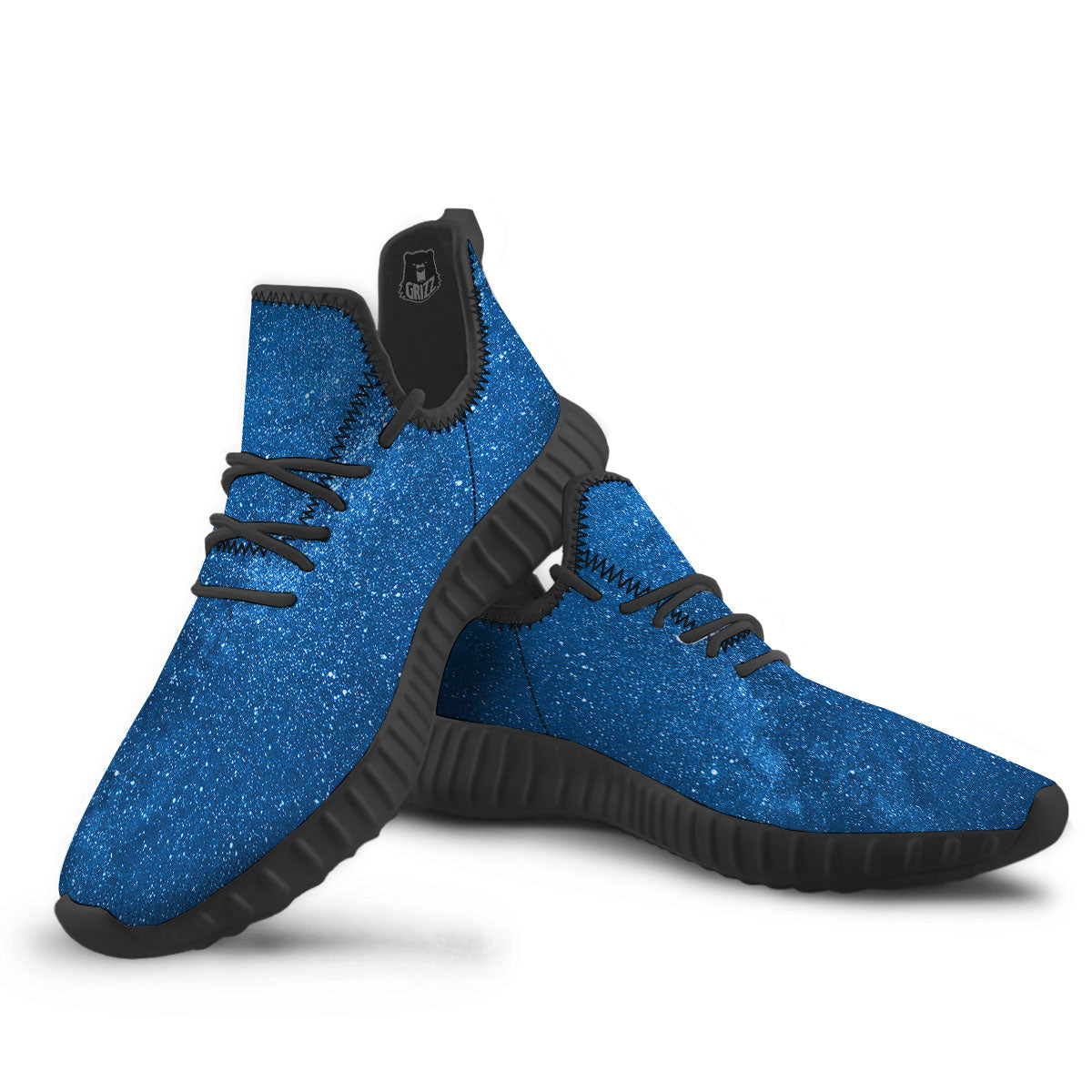 Universe Galaxy Milky Way Print Black Walking Shoes-grizzshop